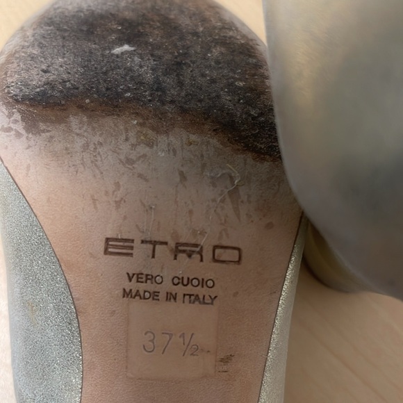 Etro Gold Dressy Block Heels 37.5 REDUCED - Picture 9 of 10